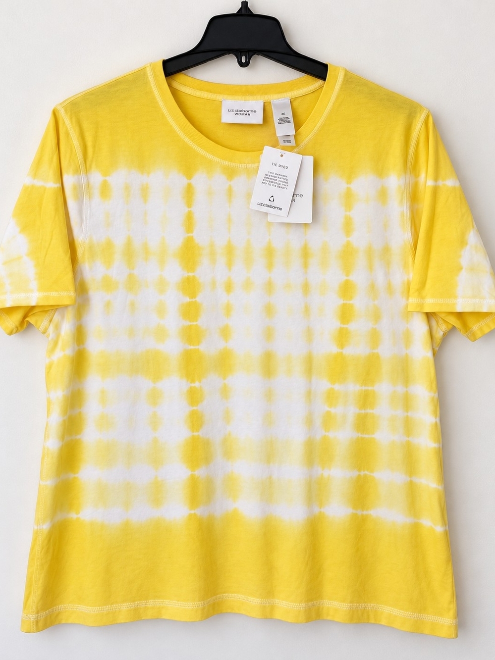 Liz Claiborne Yellow & White Tie-Dye Short Sleeve Tee